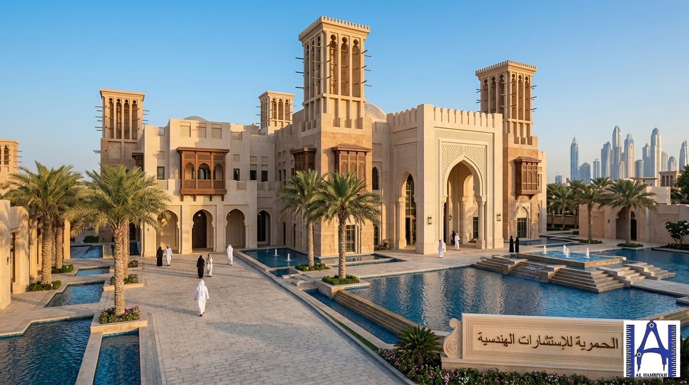 Traditional Arabian heritage complex with wind towers – Al Hamriyah Engineering Consultancy